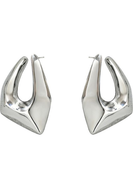 EH4980 Gümüş Avrupa ve Amerikan Tarzı Düzensiz Tasarım Kadın Küpeleri (Yurt Dışından)