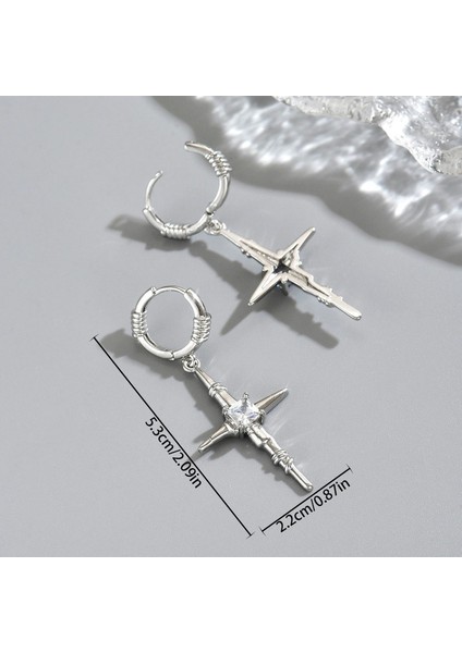 EHSF239-2 Gümüş Tonlarında Zirkon Taşlı Haç Kadın Küpesi (Yurt Dışından) fiyatları