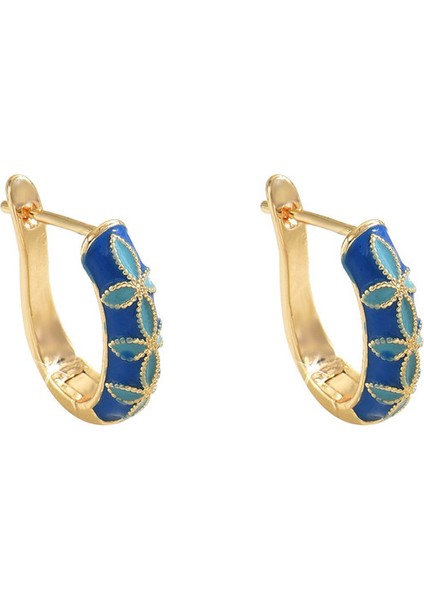 EHSF2856 Mavi Sade Saray Tarzı Kadın Küpeleri (Yurt Dışından)