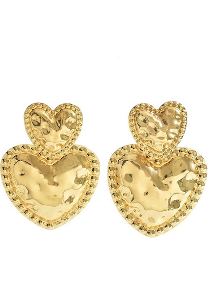 EHSF2820 Altın Tonlarında Kalp Tasarımlı Kadın Küpeleri (Yurt Dışından)