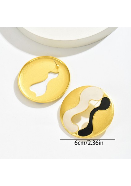 EH5074 Altın Geometrik Yuvarlak Tasarım Kadın Küpeleri (Yurt Dışından) fiyatları