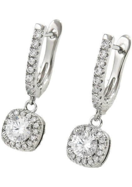 EH4585 Zirkon Taşlı Gümüş Sade Kadın Küpesi (Yurt Dışından)