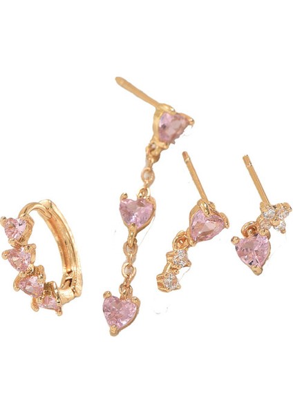 EH5122 Altın Kalp Şeklinde Zirkon Kadın Küpesi (Yurt Dışından)