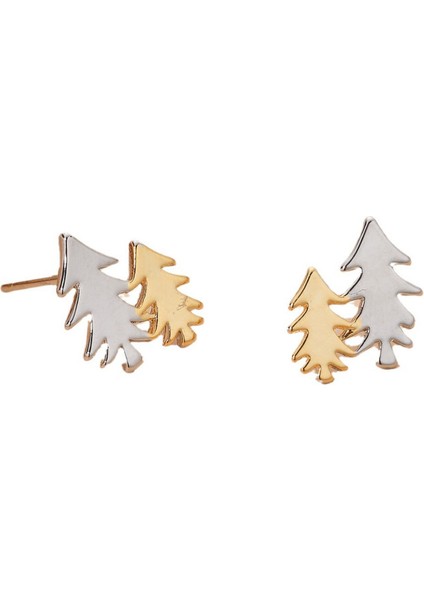 EHSF2356 Gümüş Çam Asimetrik Tasarım Kadın Küpeleri (Yurt Dışından)