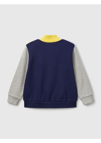 Erkek Çocuk Sarı Mix Benetton Logo Işlemeli Fermuarlı Sweatshirt modelleri