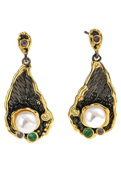 EH4715 Altın Gösterişli Yağ Damlası Zirkon Kadın Küpeleri (Yurt Dışından)