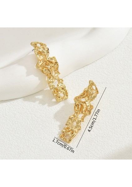 EH4739-6 Altın Tonlarında Pileli Ajur Tasarımlı Kadın Küpeleri (Yurt Dışından) fiyatları