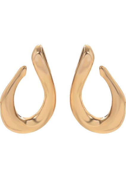 EH4990 Altın Avrupa Tarzı Bükülmüş Tasarım Kadın Küpeleri (Yurt Dışından)