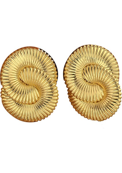 EH4941 Altın Abartılı Zikzak Tasarım Kadın Küpeleri (Yurt Dışından)