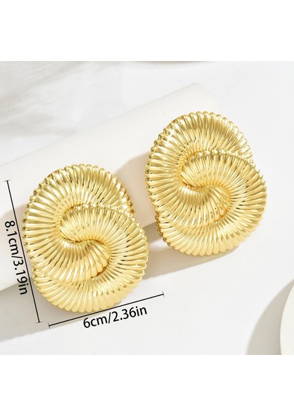 EH4941 Altın Abartılı Zikzak Tasarım Kadın Küpeleri (Yurt Dışından) fiyatları