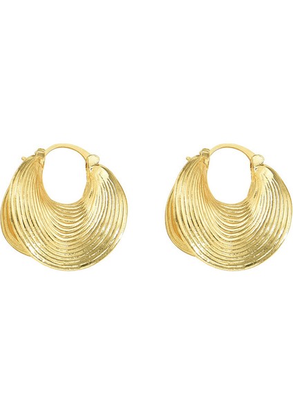 EH4799-1 Altın Kadın Taraklı Çizgili Küpe (Yurt Dışından)