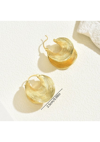 EH4799-1 Altın Kadın Taraklı Çizgili Küpe (Yurt Dışından) fiyatları