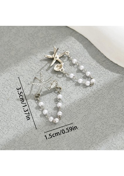 EH4373-2 Gümüş Beş Köşeli Yıldız Kabuklu Inci Kadın Küpesi (Yurt Dışından) fiyatları