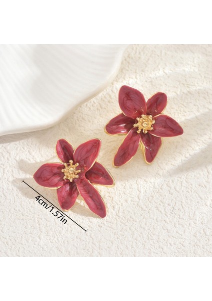 AEH70370A Kırmızı Taze Çiçek Desenli Kadın Küpeleri (Yurt Dışından) fiyatları