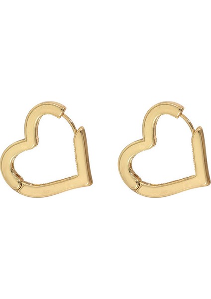 DE2097 Altın Sade Kalp Şeklinde Kadın Küpeleri (Yurt Dışından)