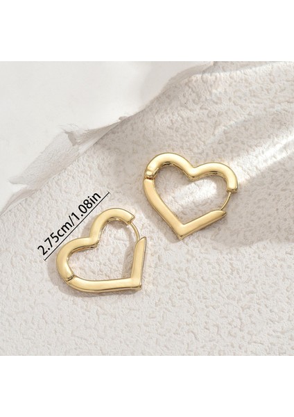 DE2097 Altın Sade Kalp Şeklinde Kadın Küpeleri (Yurt Dışından) fiyatları