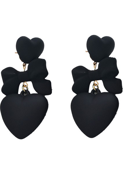 EH4939 Avrupa ve Amerikan Tarzı Siyah Kalp Kadın Küpeleri (Yurt Dışından)