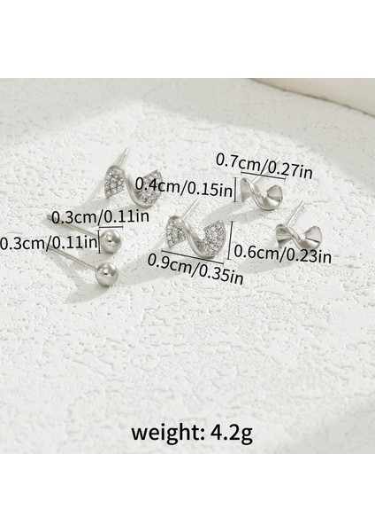 EH4593-8 Gümüş Basit Zirkonya Çoklu Piercing Küpe - 3 Çift (Yurt Dışından) fiyatları