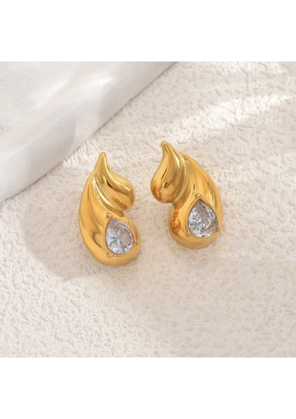 EH5049 Altın Geometrik Zirkon Tasarım Kadın Küpeleri (Yurt Dışından) fiyatları