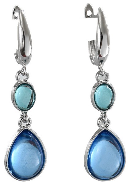 EH5082 Gümüş Tonlarında Yapay Taşlı Uzun Sallantılı Küpe (Yurt Dışından)