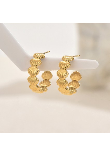 EH5058 Altın Okyanus Esintili Kabuk Tasarımlı Kadın Küpeleri (Yurt Dışından) fiyatları