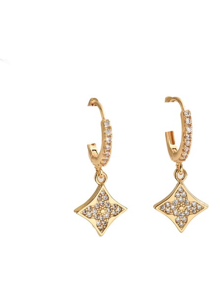 EH3997 Altın Dört Köşeli Yıldız Kadın Zirkonyum Küpe (Yurt Dışından)