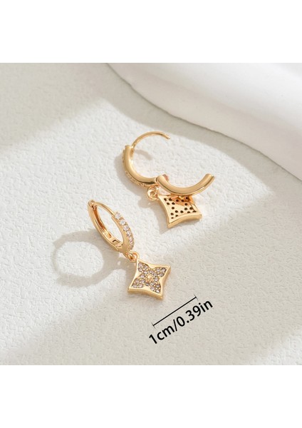 EH3997 Altın Dört Köşeli Yıldız Kadın Zirkonyum Küpe (Yurt Dışından) fiyatları