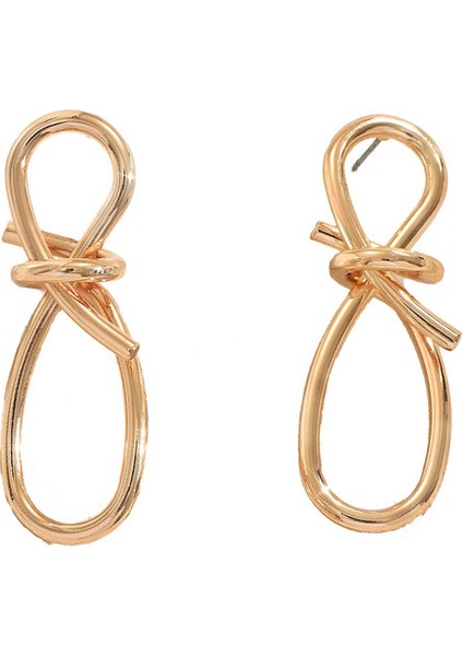 EH5227 Altın Geometrik Fiyonk Tasarımlı Kadın Küpeleri (Yurt Dışından)