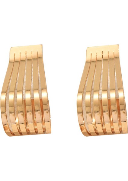 EH5232 Altın Geometrik Kavisli Tasarım Kadın Küpeleri (Yurt Dışından)
