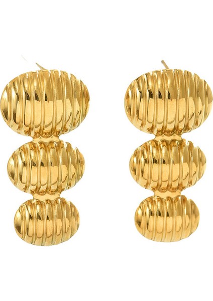 AEH70265 Altın Tonlarında Yuvarlak Kadın Küpeleri (Yurt Dışından)
