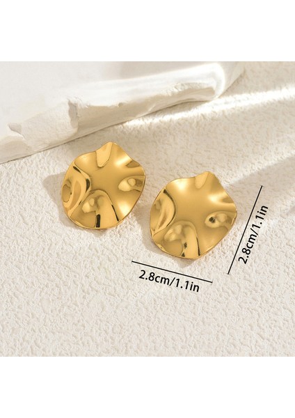 EH5186 Altın Parlak Pileli Tasarım Kadın Küpeleri (Yurt Dışından) fiyatları