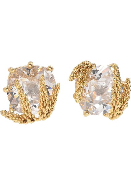 EH4758-1 Altın Buğday Kulaklı ve Zirkonyum Kaplamalı Kadın Küpeleri (Yurt Dışından)
