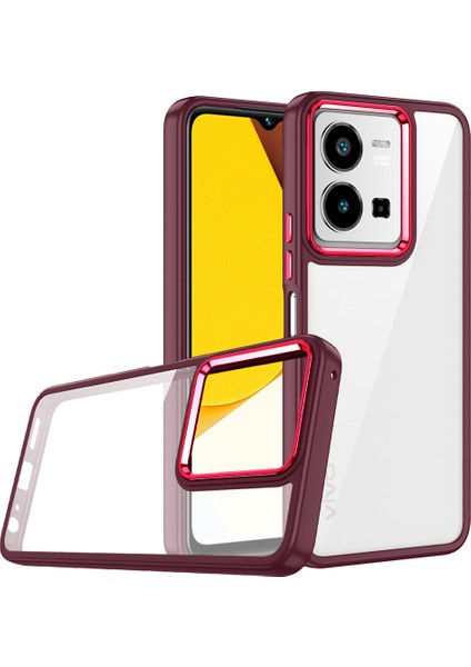 Vivo Y35 Kılıf Ata Flora Kapak-Kırmızı