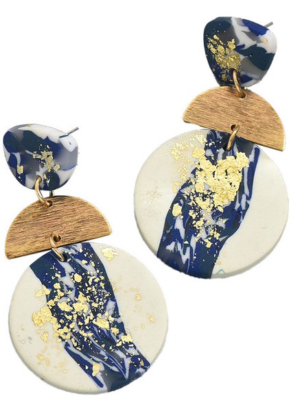 EH4723 Mavi Geometrik Niş El Sanatları Kadın Küpeleri (Yurt Dışından)