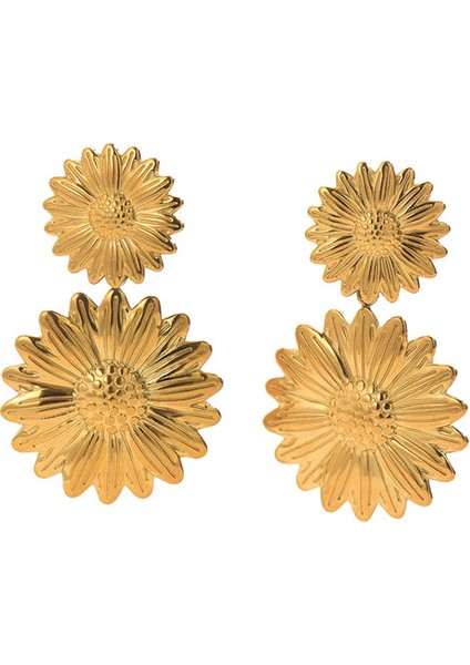 EH5000 Altın Ayçiçeği Desenli Kadın Küpeleri (Yurt Dışından)