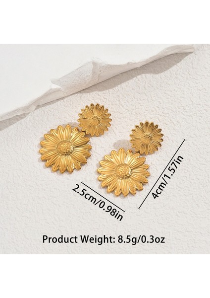 EH5000 Altın Ayçiçeği Desenli Kadın Küpeleri (Yurt Dışından) fiyatları