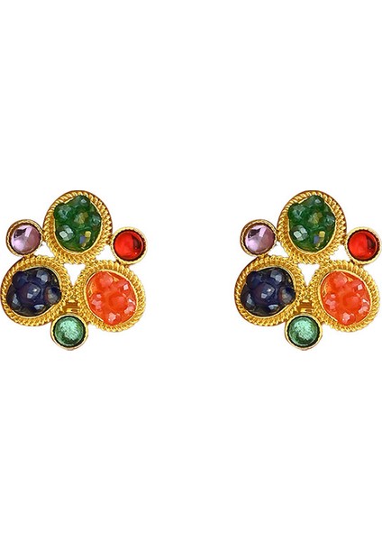 EH4865 Altın Yuvarlak Kristal Kadın Küpeleri (Yurt Dışından)