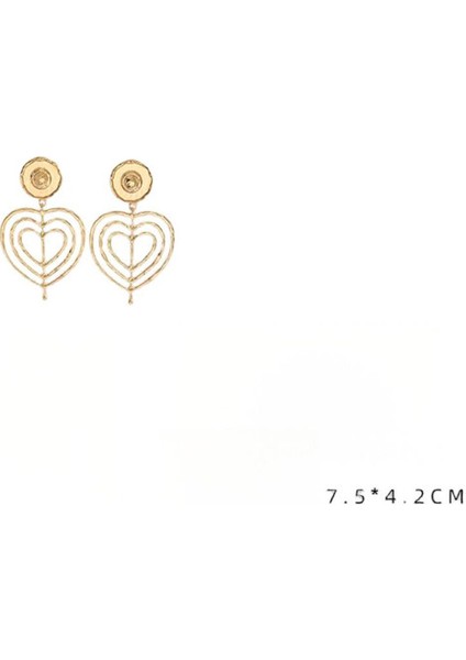 EH4753-12 Altın Çok Katmanlı Kalp Tasarımlı Kadın Küpesi (Yurt Dışından) fiyatları