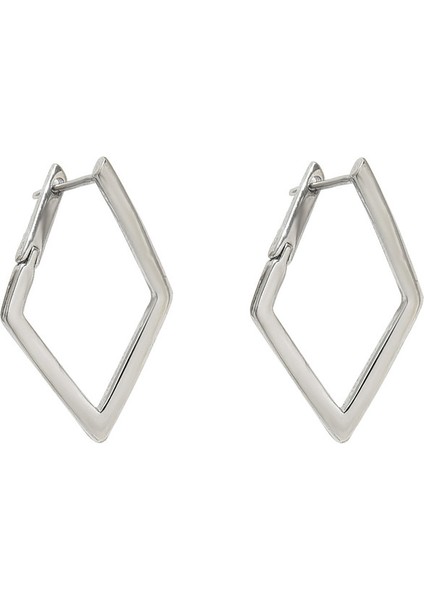 EH4590 Gümüş Geometrik Dörtgen Tasarım Kadın Küpeleri (Yurt Dışından)