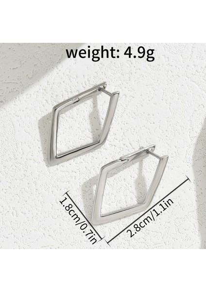 EH4590 Gümüş Geometrik Dörtgen Tasarım Kadın Küpeleri (Yurt Dışından) fiyatları