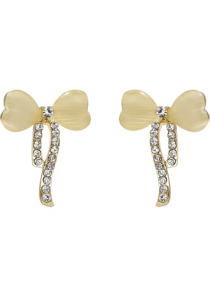 EH4665 Altın Fiyonk Işlemeli Zirkonyum Kadın Küpeleri (Yurt Dışından)