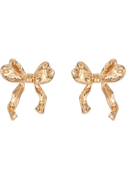 EH4344 Altın Sade Fiyonk Tasarımlı Kadın Küpeleri (Yurt Dışından)