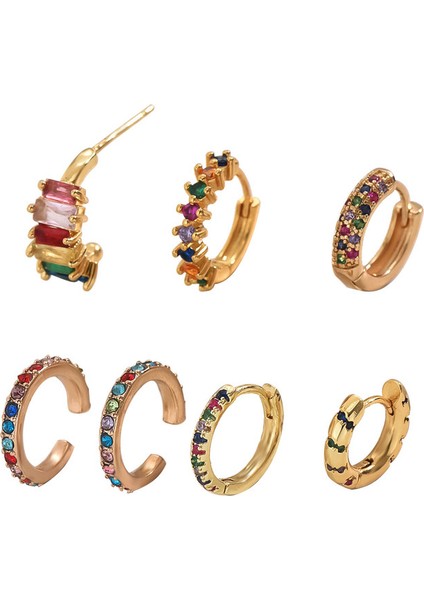 EH4676 Kadın Renkli Zirkon Taşlı Küpe - 7 Farklı Model (Yurt Dışından)