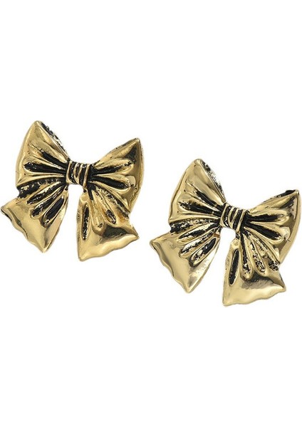 EH4323 Altın Vintage Fiyonk Tasarımlı Kadın Küpeleri (Yurt Dışından)