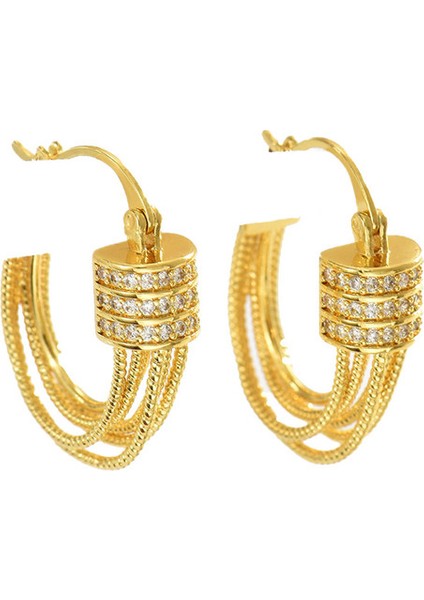 SF150 Altın Tonlarında Zirkonyum Kadın Küpeleri (Yurt Dışından)