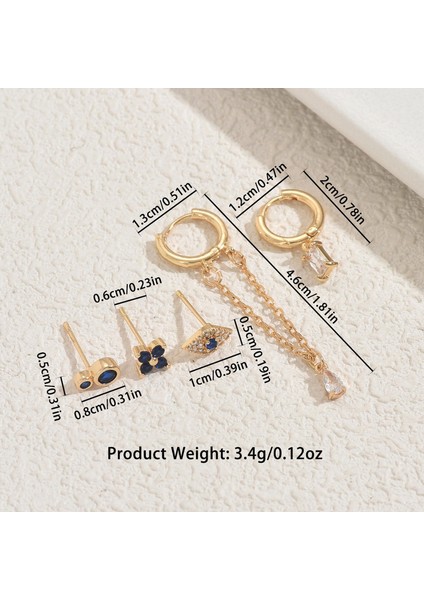 EH5121 Altın Tonlarında Zirkonya Işlemeli Kadın Çoklu Piercing Küpe - 5 Adet (Yurt Dışından) fiyatları