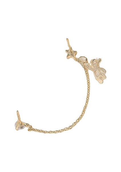 EH3308 Altın Çift Delikli Ayı Küpe - Kadınlar Için Tek (Yurt Dışından)