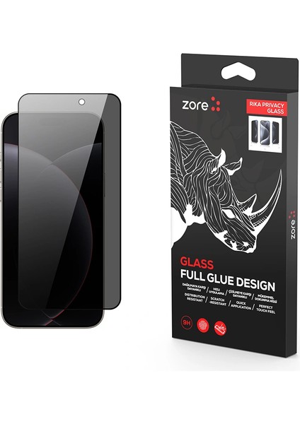 iPhone 17 Pro Max Uyumlu Rika Premium Privacy Temperli Cam Ekran Koruyucu