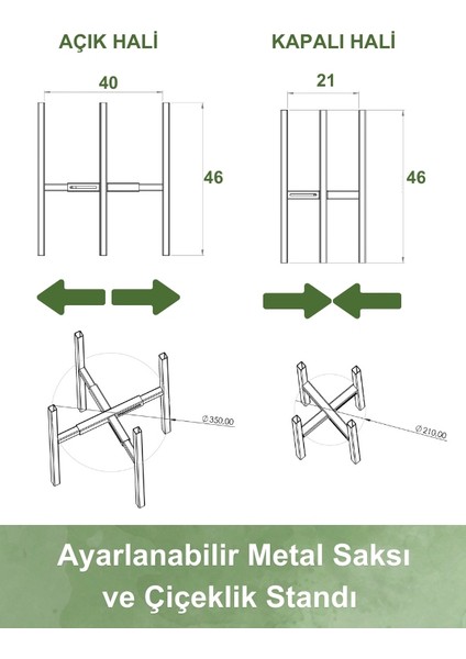 Ayarlanabilir Metal Saksı ve Çiçeklik Standı | Siyah Mat | Dekoratif Salon & Balkon Bitki Standı fiyatları