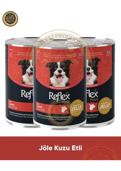Plus Jöle Içinde Et Parçacıklı Kuzu Etli Yetişkin Köpek Maması 3X400GR